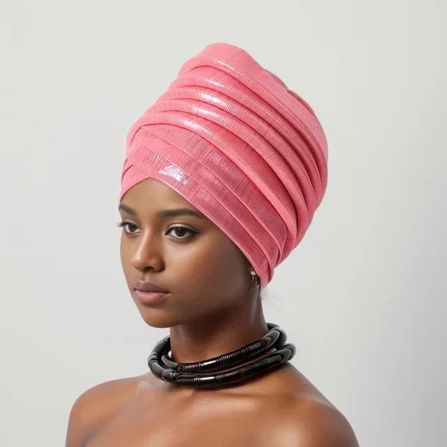 Gorro turbante africano para mujer, envolturas de cabeza nigerianas, pañuelo automático Gele ya hecho, tocado musulmán, tocado para fiesta