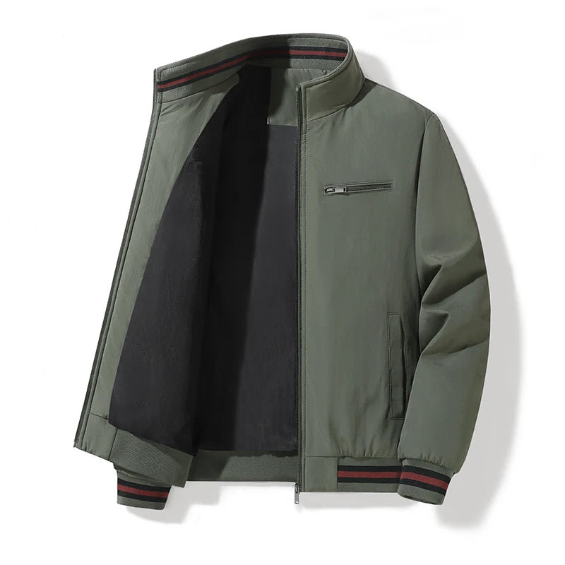 New Men's Jacket Retro Middle Aged Men's Coat Outdoor Waterproof Stand Up Collar Business Jacket Simple Men's Wear 4XL 5XL