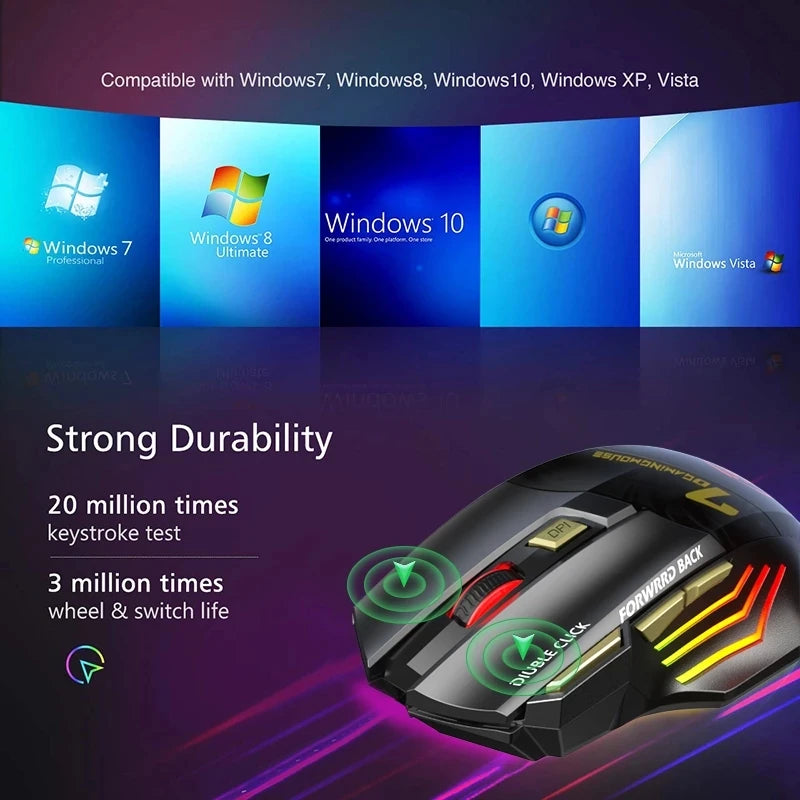7 Buttons Rechargeable Wireless Mouse Gamer Gaming Mouse Ergonomic Computer Mice For Computer PC Gamer Mouse Laptop Accessories
