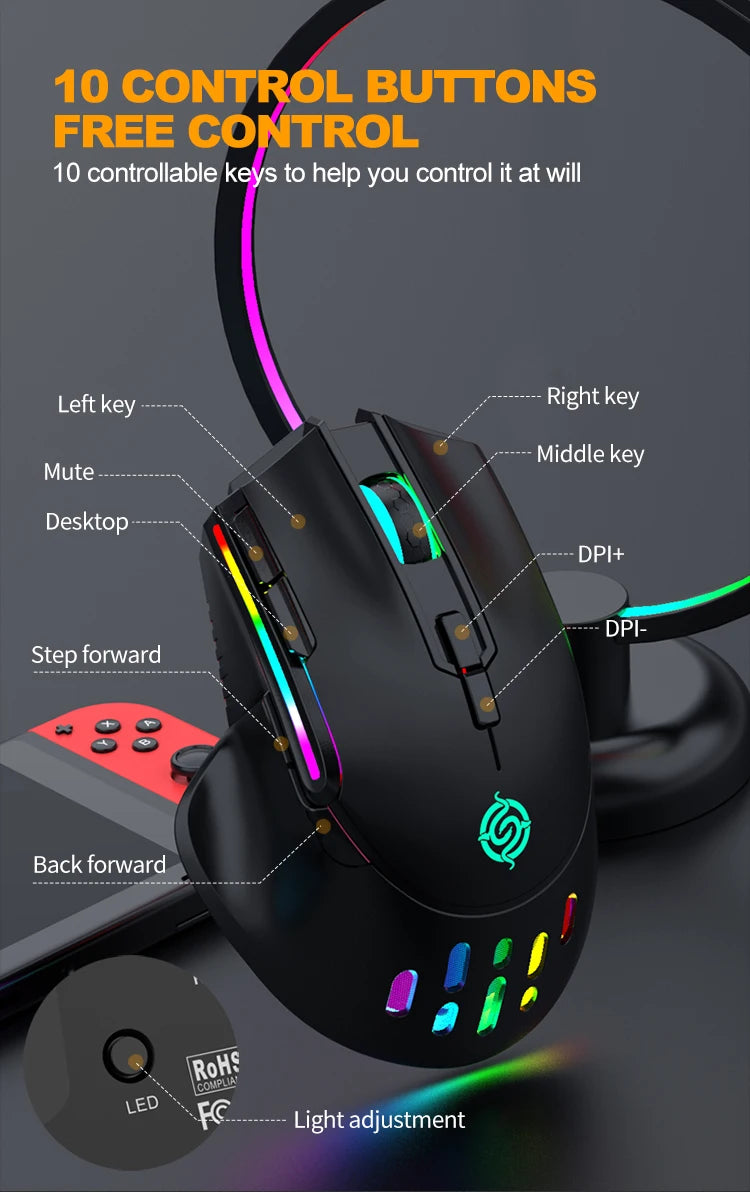 NEW Rechargeable USB 2.4G Wireless Mouse RGB Colorful Gaming Mouse Desktop PC Computers Notebook Laptop Mice Mause Gamer