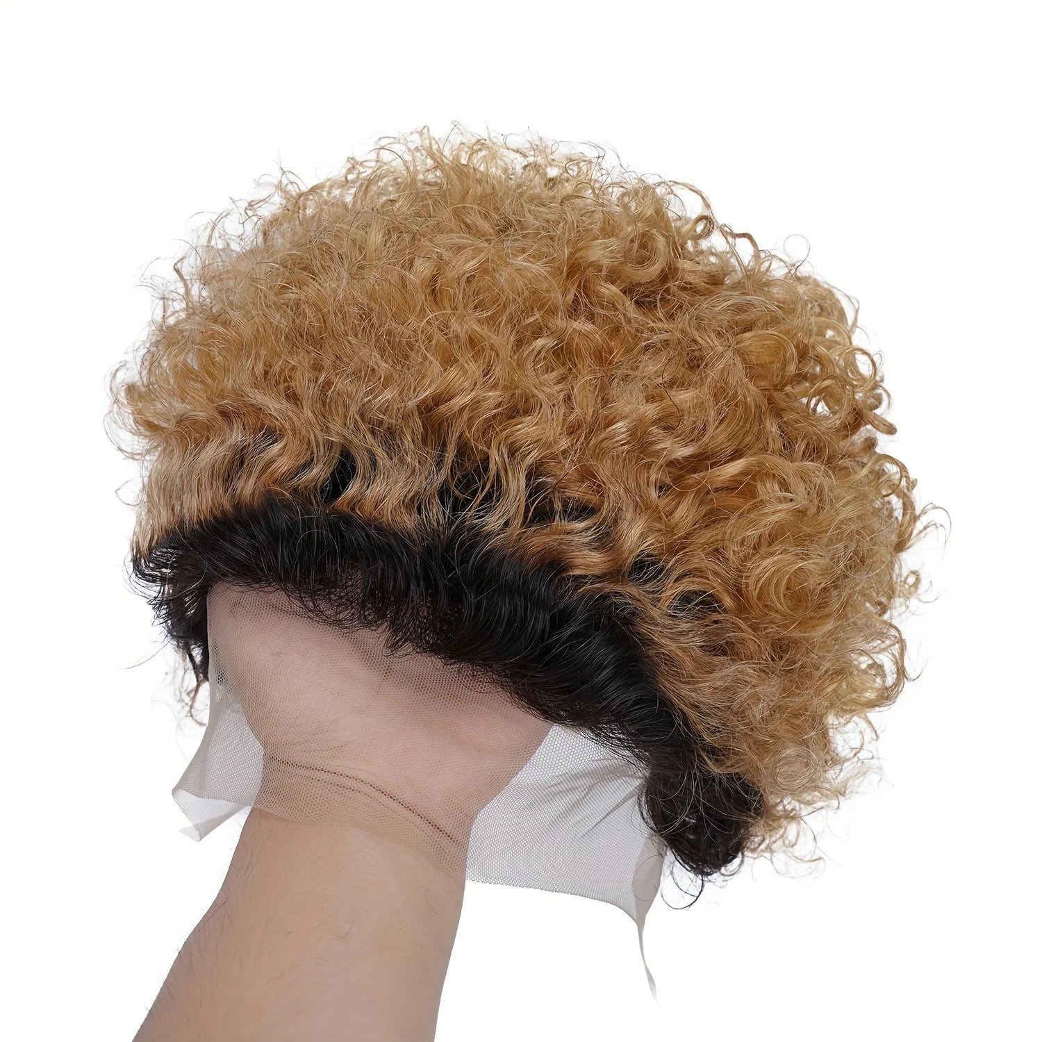 Peluca de cabello humano corto y rizado con encaje frontal 13x1 brasileño de densidad 150%, pelucas frontales de encaje transparente Color 1B/30