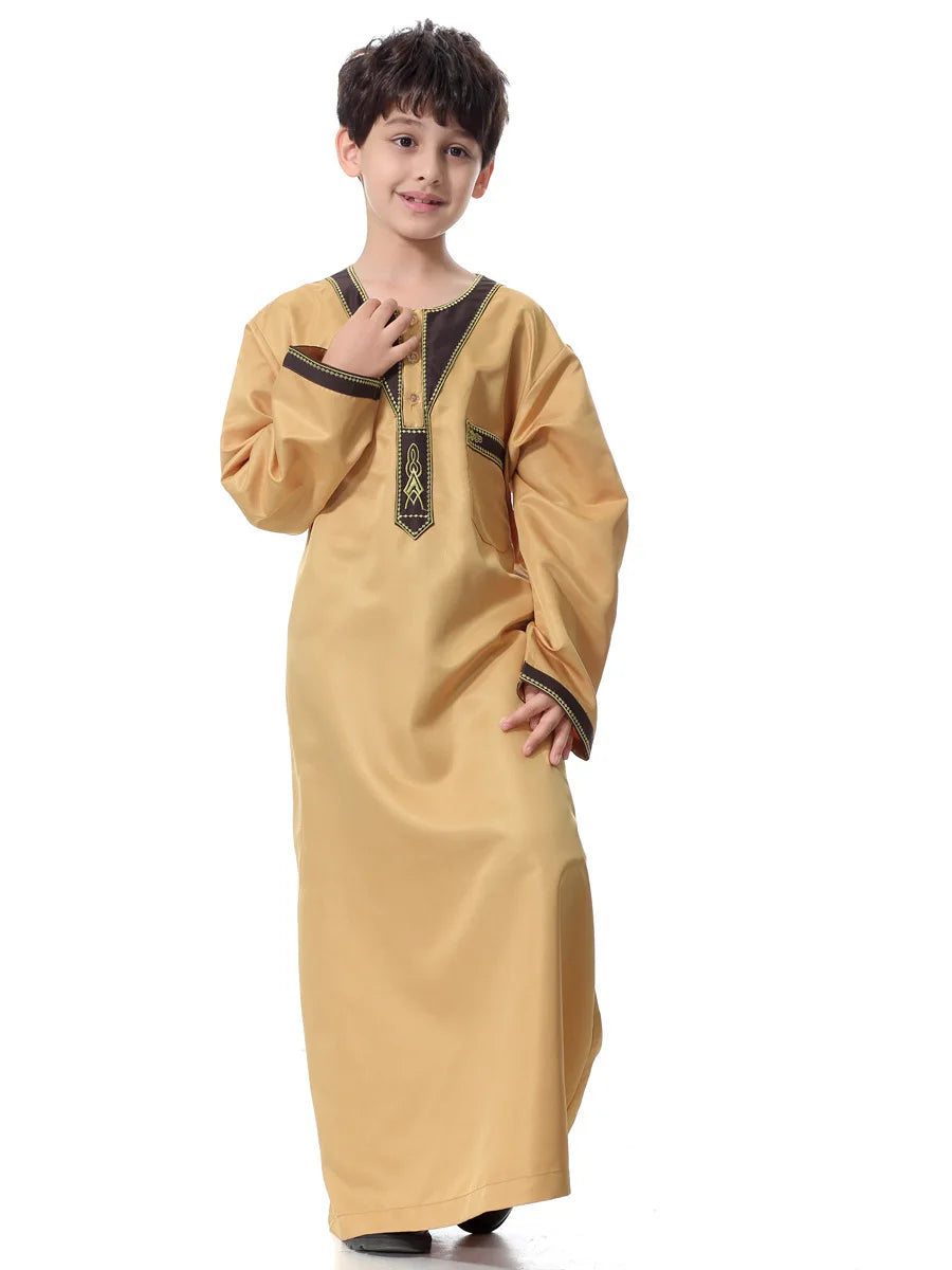 2025 Fashion Muslim Teenager Clothing Islam Men Summer Winter Eid Ramadan Prayer High Quality Elengance Party Boy's Robe Caftan