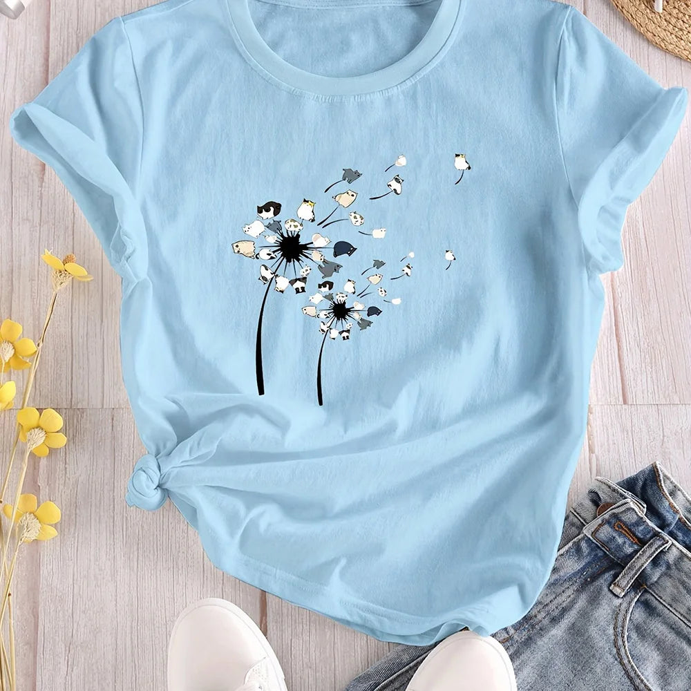 Camiseta floral con bloques de color – Estilo informal y veraniego