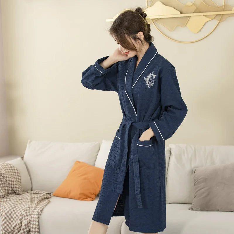 Top Quality Autumn Winter Bathrobes Couple Towel Terry Cotton Robe Men's Elegant Five-star Hotel Home Wear Bath RobeAbsorb Water