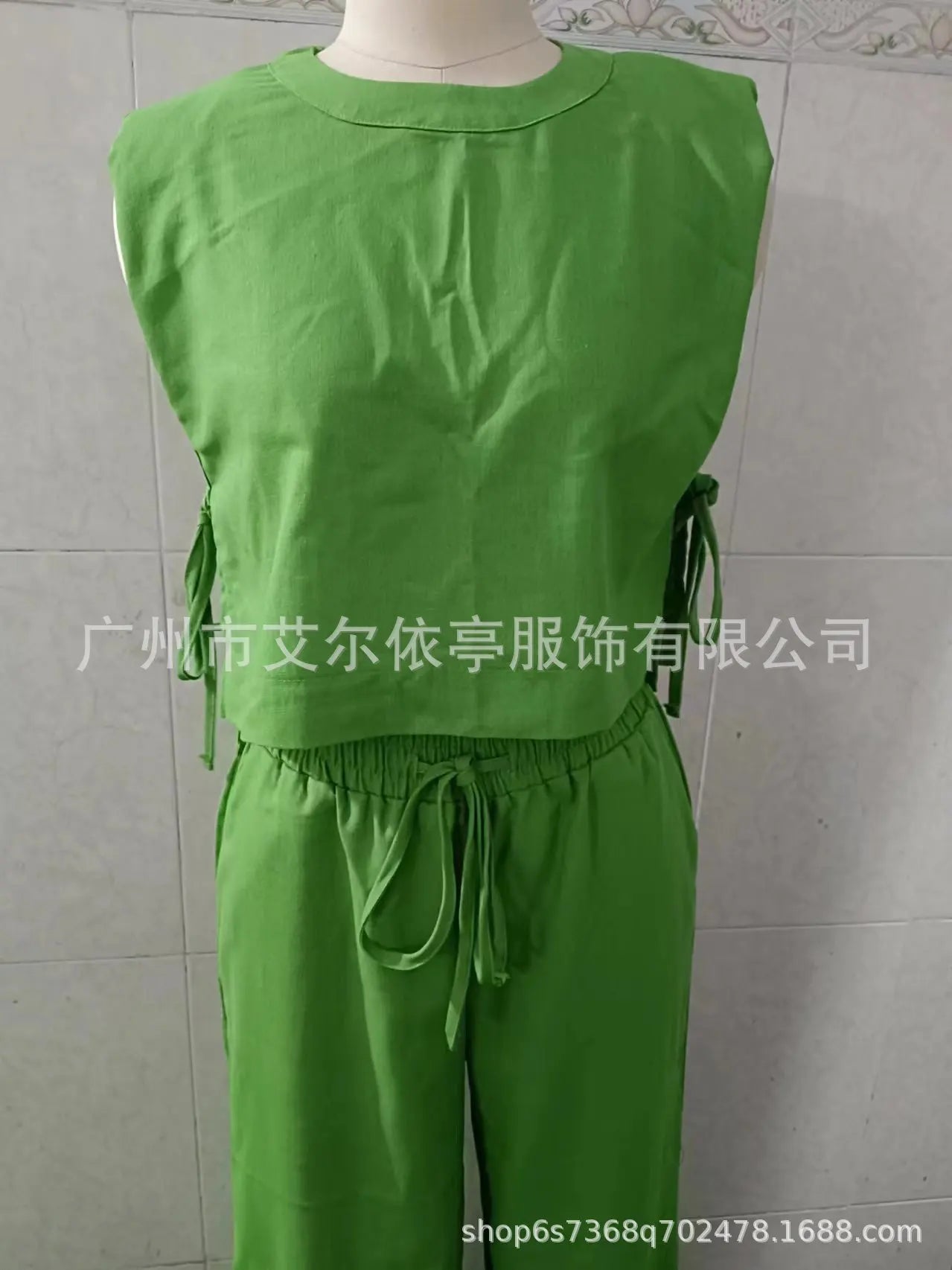 Cotton And Linen Pant Sets Women Sleeveless Leace-up Short Tops Drawstring Long Pants Two Piece Set Commuting 2025 Summer New