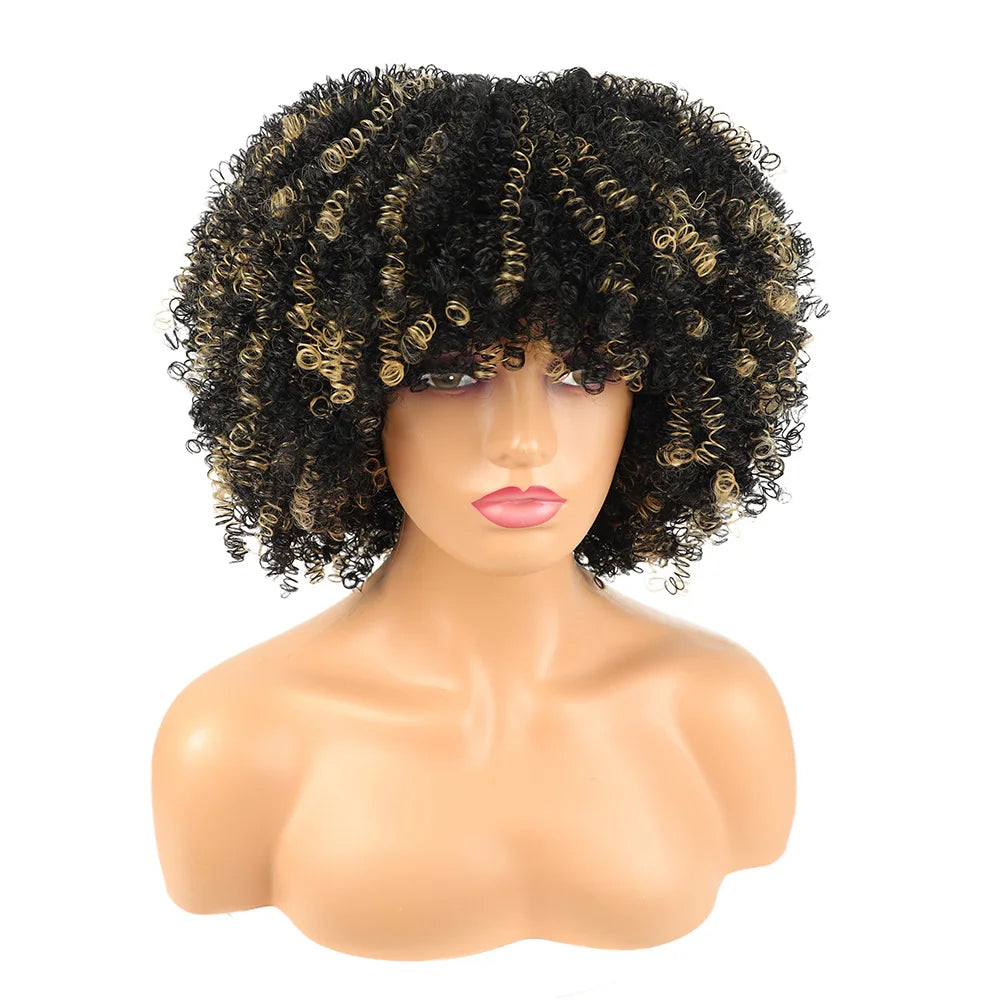 Synthetic Short Pixie Afro Kinky Curly Wigs Simple Cheap Machine Made Wigs For Women Natural Hair Styles Curly Hair For Women