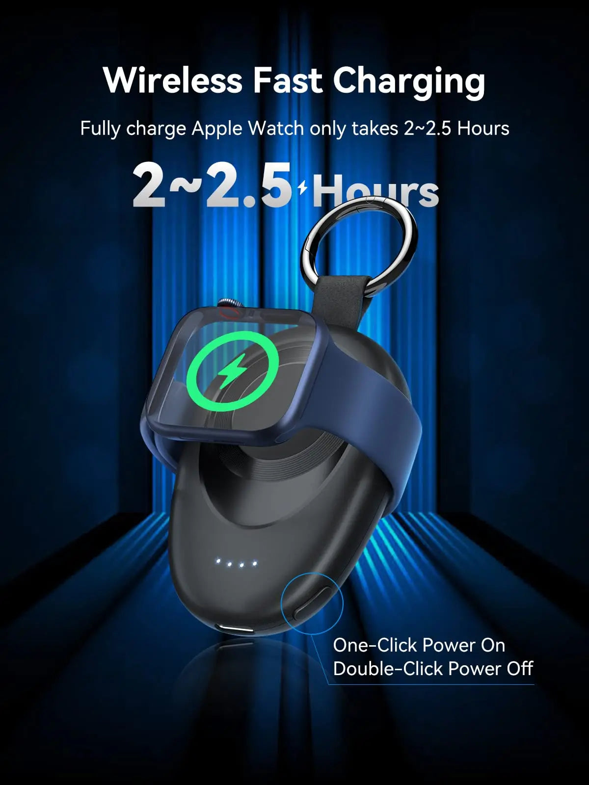 Portable Charger for Apple Watch10/9/8/7/6/5/4/3/2/SE/Ultra Travel Power Bank Wireless Keychain Charger iWatch Spare Battery