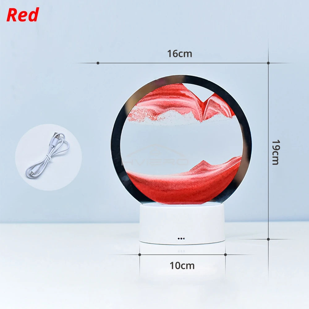 LED Table Lamp Atmosphere Night Light Decoration Quicksand Painting Creative Round Glass Three Dimensional Decompression Bedroom