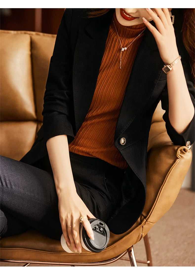 Elegant Women Formal Business Suits Senior Fabric Autumn Winter Professional Office Work Wear Pantsuits Blazers Trousers 3pieces