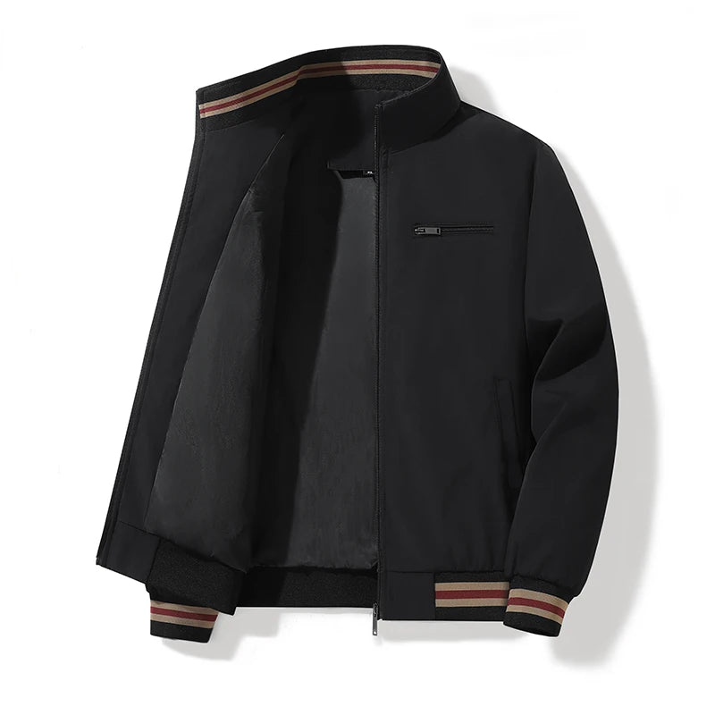 New Men's Jacket Retro Middle Aged Men's Coat Outdoor Waterproof Stand Up Collar Business Jacket Simple Men's Wear 4XL 5XL