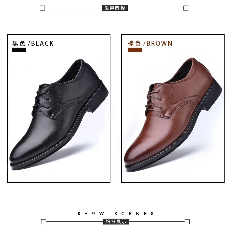 Chaussures habillées pour hommes, chaussures décontractées en cuir, chaussures de mariage, de créateur, à bout pointu, noires, pour le bureau et l'hiver