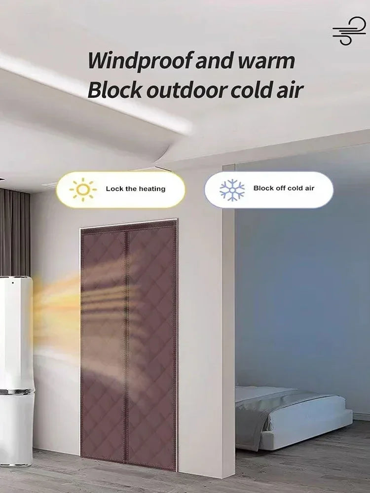 Rideau de porte isolant en coton épais et chaud pour l'hiver, à longues bandes magnétiques, isolation thermique, cloison, fournitures pour la maison