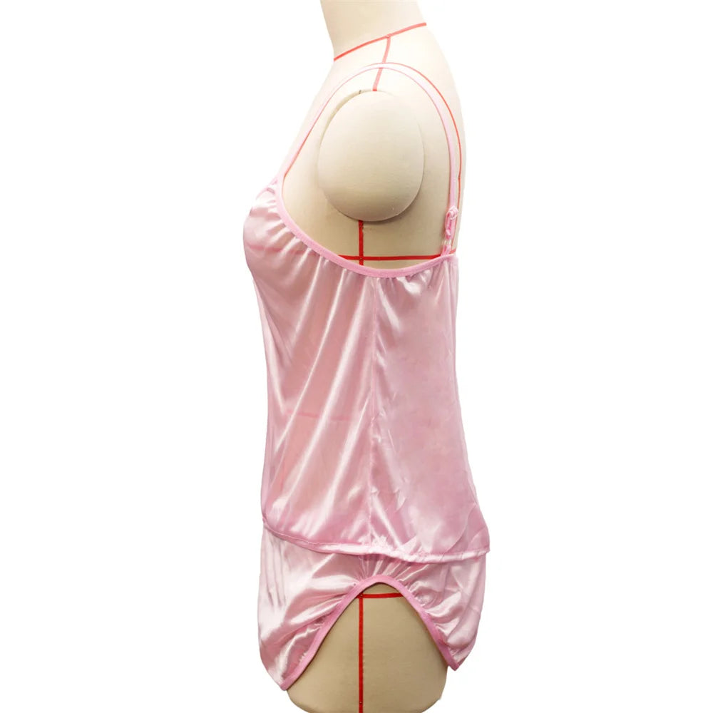 Sexy Women'S Pajamas Satin Lace Silk Suspender V-Neck Tops Shorts Robe Pajamas Set Nightgown Underwear Nightdress Suit