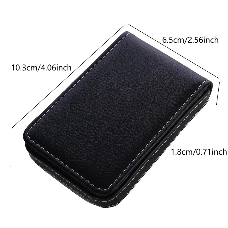 Business Card Holder, Vertical Version PU Leather Business Card Case Pocket Business Name Card Holder With Magnetic Shut