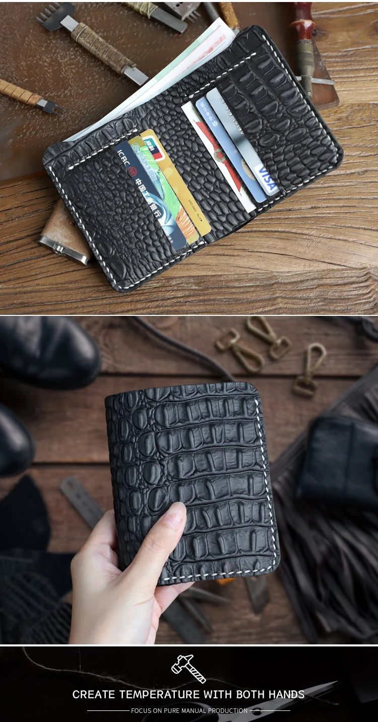 Luxury Genuine Leather Women's Wallet Handmade Leather Bifold Short Wallets For Men Portable Storage Credit Card Holder Purse