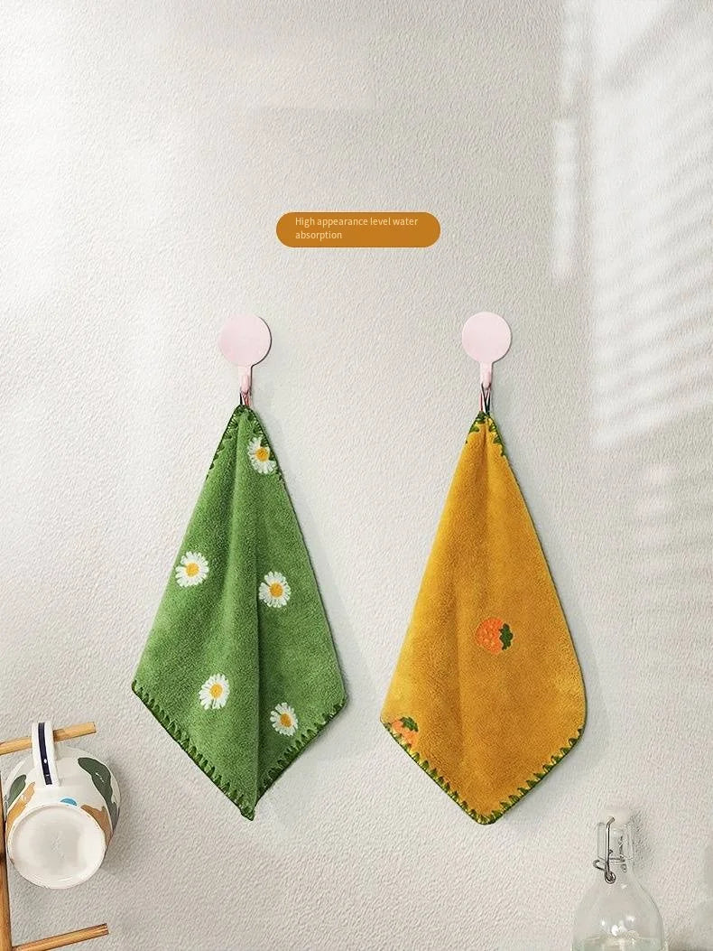 Toalla de mano absorbente con bordado de frutas, supersuave, para colgar, de secado rápido, para baño, cocina.