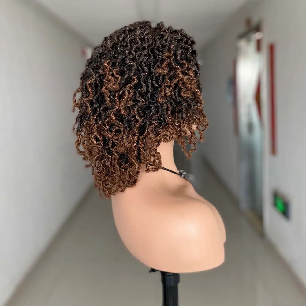 Pelucas cortas trenzadas para mujeres negras, pelucas cortas de rastas, trenzas afro, cabello sintético rizado, pelucas Nu Faux Locs para mujeres negras