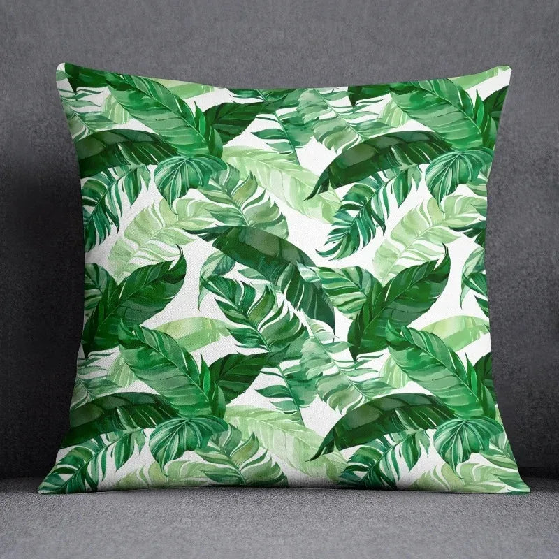 Green leaf pattern throw pillow cover home decoration office cushion cover bedroom living room sofa car cushion cover 45x45 cm