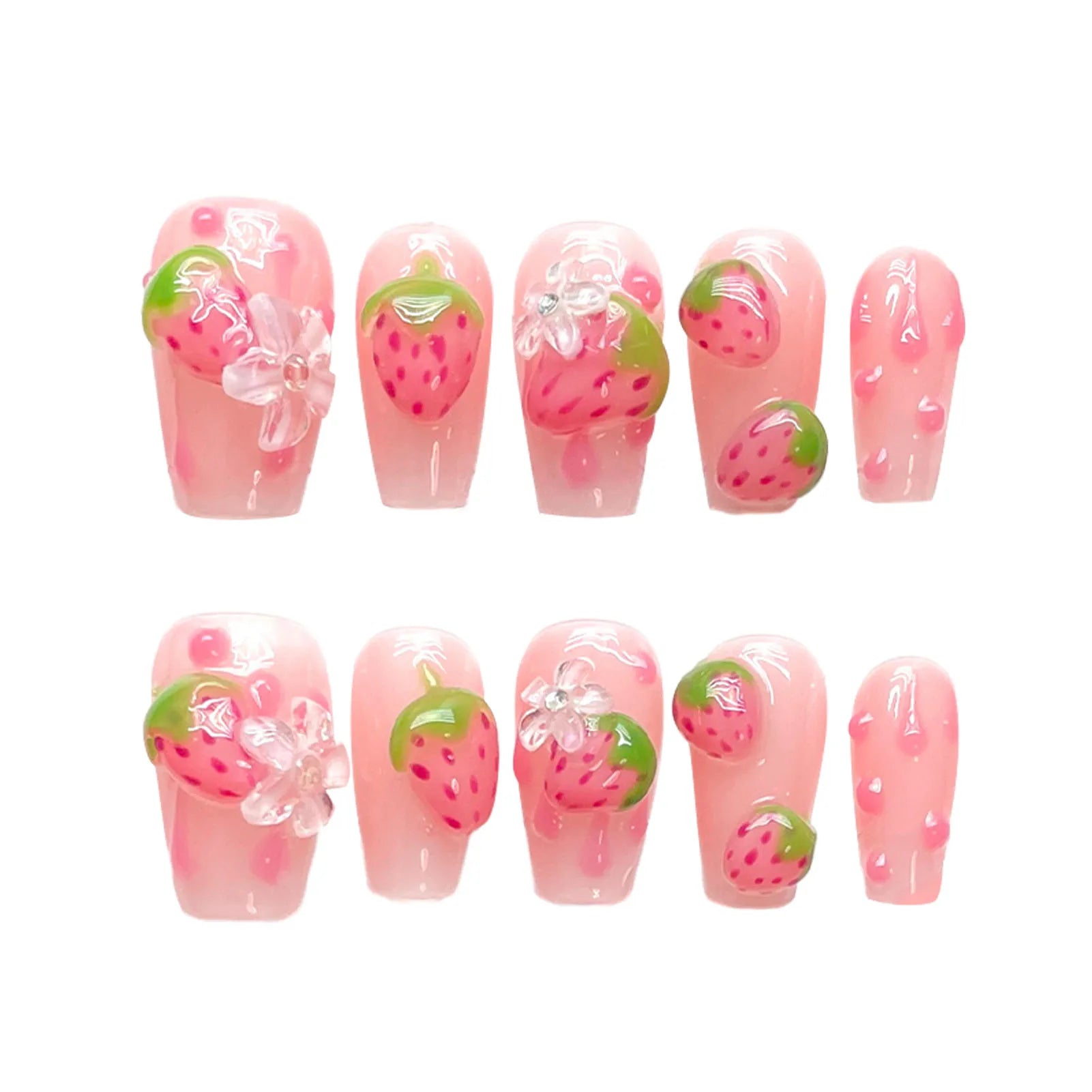 Woman Glittering Press On Nails Short Ballerina Blush False Nails Reusable Nail Tips for Women and Girl Nail Salon at Home