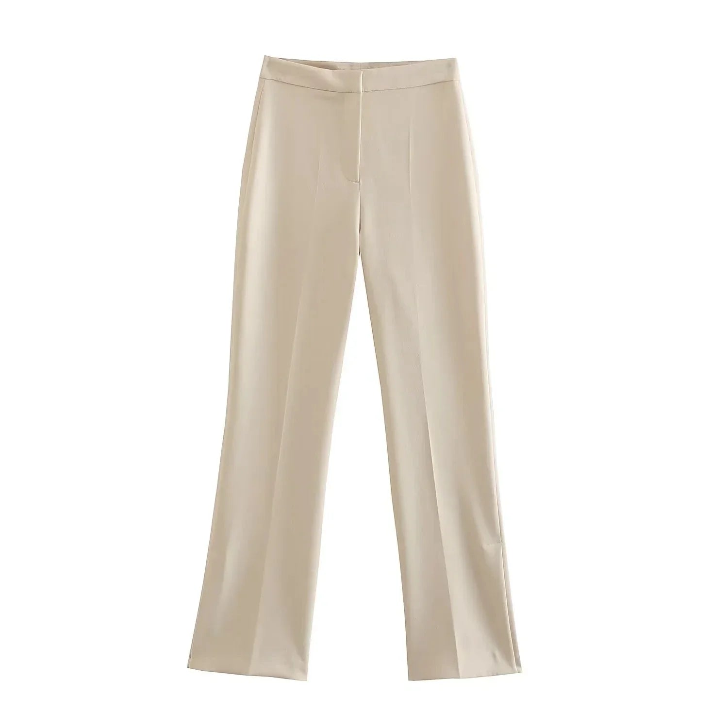 Traje de pantalón elegante sólido para mujer, tops sin tirantes sexy con botones delanteros + conjunto de pantalón con aberturas laterales, moda urbana femenina