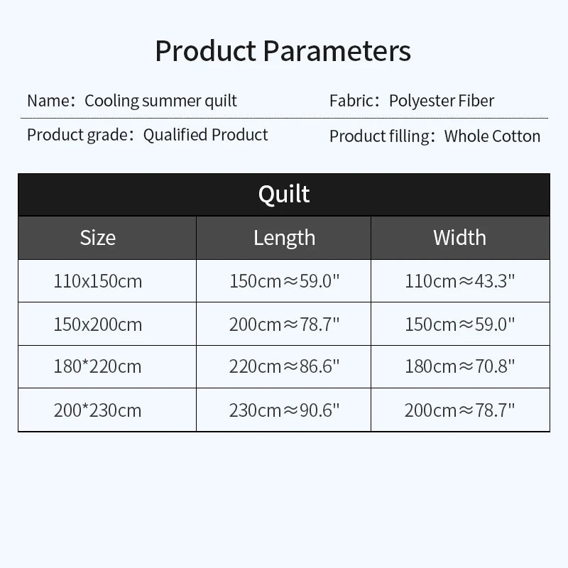 New Japanese polyester cotton quilted summer quilt skin-friendly washable light luxury style solid color lightweight