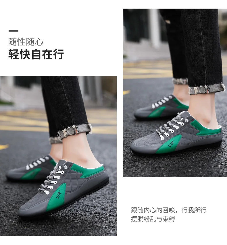 Men's Fashion Soft-soled Half Slippers Men Trendy Casual Shoes Soft Sole Non-slip Shoes New Outdoor Walking Shoes Zapatos Hombre