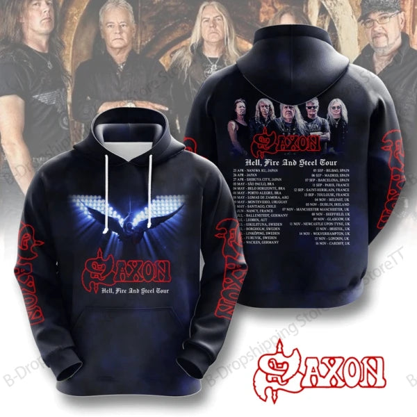 Men Hoodies Rock Saxon Band 3d Print Hoodie Men Women Fashion Hoodies Sweatshirt Teen Coat Women Sweat Album Hoodie Male Clothes