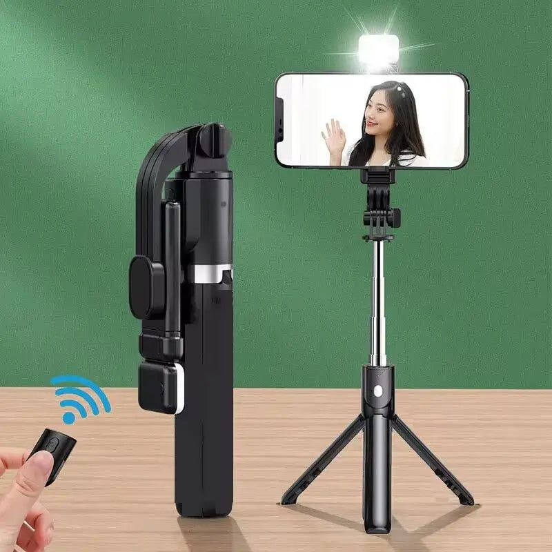 MEUYAG Portable Foldable Selfie stick Monopod Tripod With Fill Light and Wireless Bluetooth Shutter Remote Control For Phone