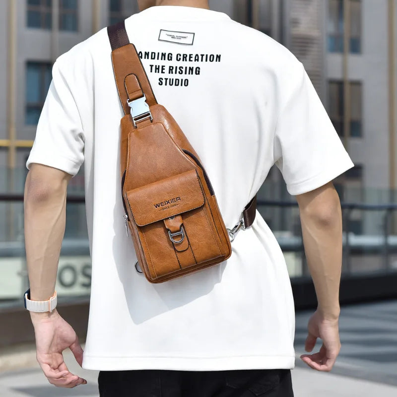 Bandolera de cuero sintético para hombre