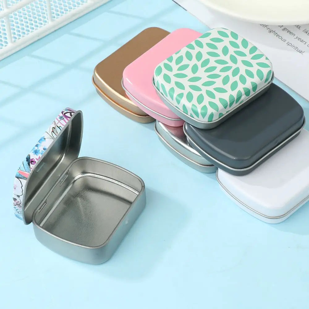 Mini Metal Hinged Tin Box Rectangular Empty Flip Iron Box Candy Tea Container Jewelry Small Storage Case Protable Pill Gift Boxs