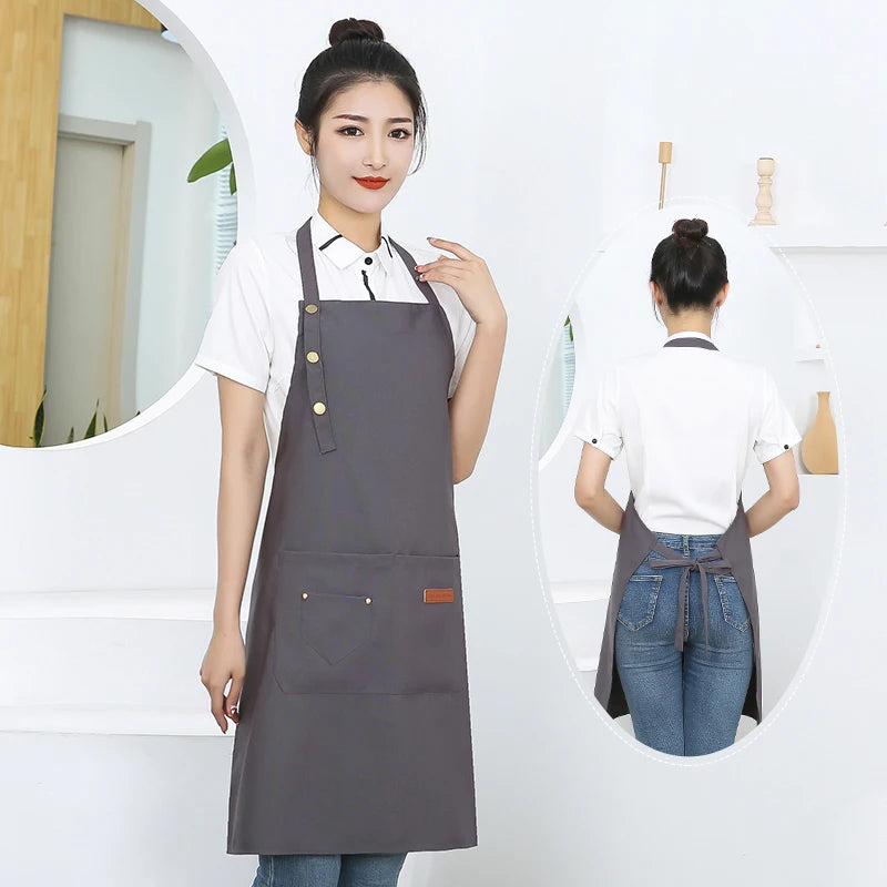 New Fashion Kitchen Aprons for Woman Men Chef Work Apron for Grill Restaurant Bar Shop Cafes Beauty Nails Studios Uniform