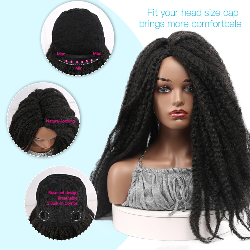Peluca de pelo trenzado Marley de 18 pulgadas, sintética, tipo rastas Marley, suave, afro, con trenzas rizadas naturales para mujeres