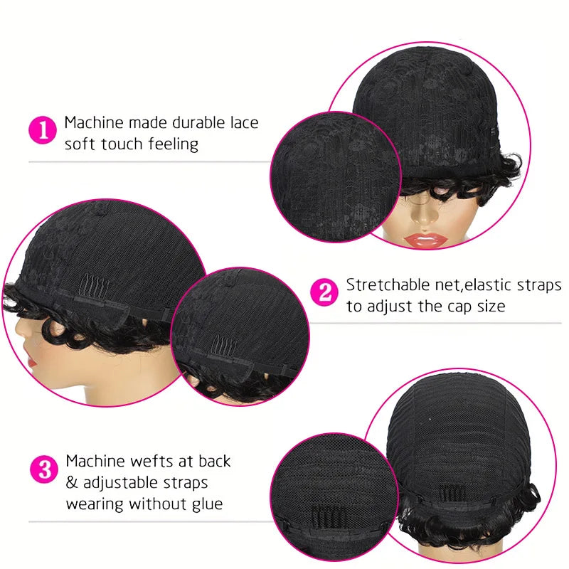 Highlight Curly Pixie Human Hair Wig