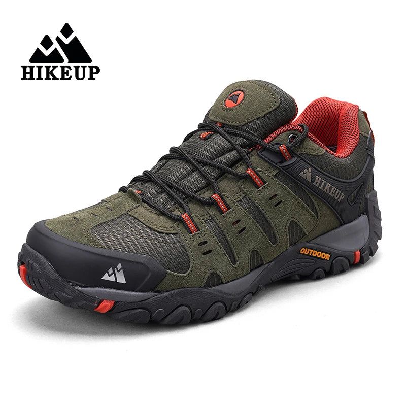 HIKEUP Zapatillas de senderismo para hombre de cuero de ante, calzado de exterior resistente al desgaste, zapatillas tácticas de trekking, senderismo y caza para hombre
