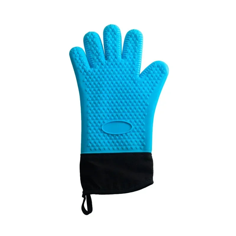 Heat Resistant Oven Gloves for Microwave, Flexible Double Layer Baking Gloves with Silicone and Cotton Kitchen Mitts