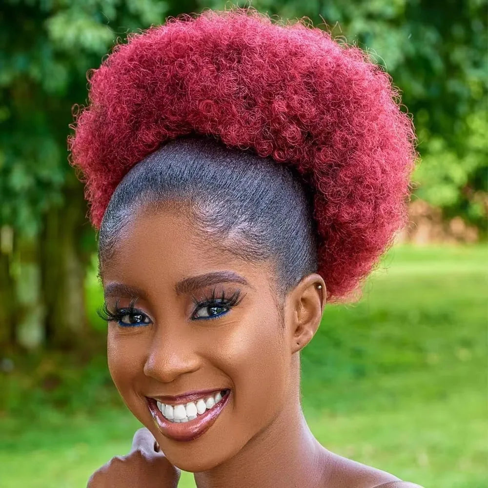 Large Afro Puff Drawstring Ponytail Short Kinky Curly Hair Bun Extension Synthetic Hairpieces Updo Hair Extensions with Clips