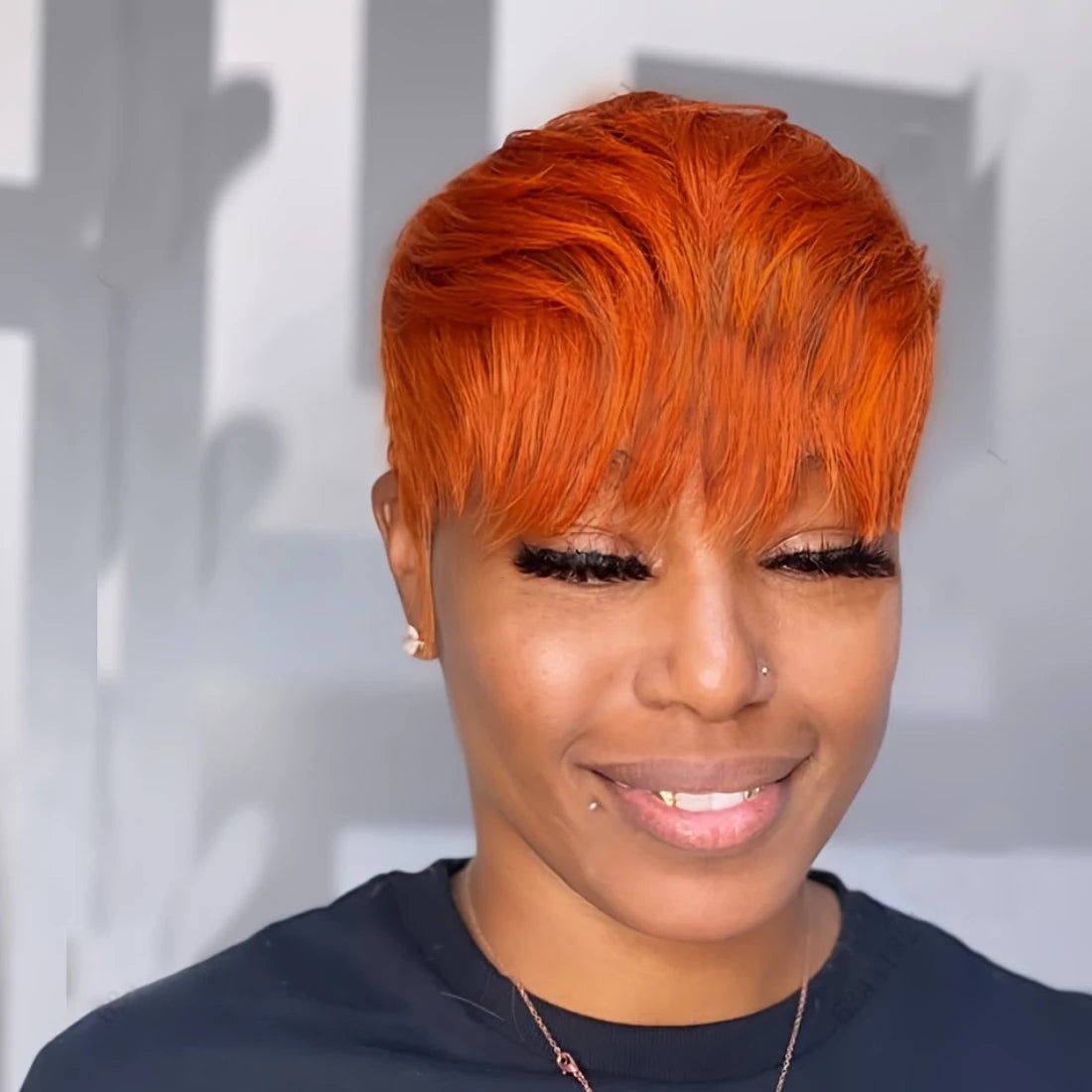 Short Pixie Cut Human Hair Wig Orange 99J Short Straight Bob Human Hair Wigs For Women Natural Remy Hair Wig Machine Made