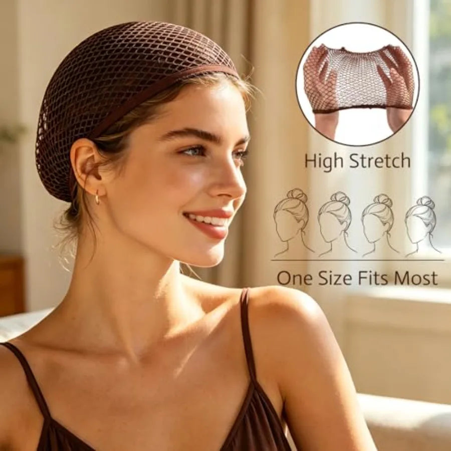 6 Pcs Mesh Wig Caps for Women, Closed-End Fishnet Wig Cap Bulk Liner Weaving Hair Net for Women Men Halloween Cosplay Costume D