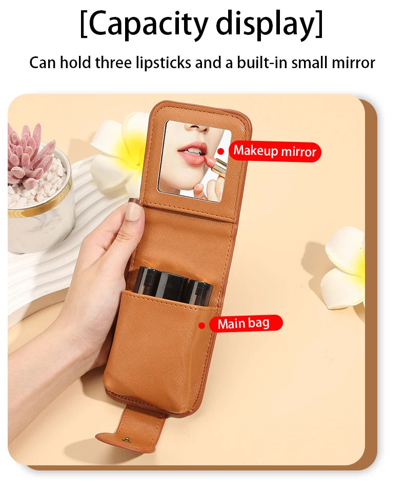 Makeup bag small women's portable makeup box with mirror mouth red envelope storage bag mini women's bag