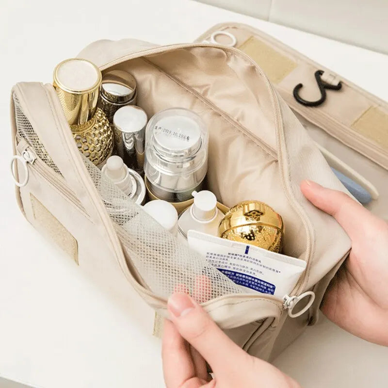 Bolsa de Maquillaje de Viaje, Neceser Organizador de Cosméticos, Impermeable, para Baño, con Gancho, Bolsa de Aseo de Alta Calidad para Mujer