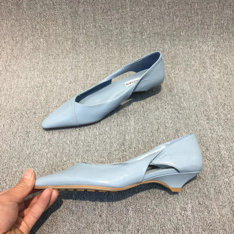 Shoes for Woman Comfortable Women's Summer Footwear Moccasins Blue Low Heel Elegant Pointed Toe High Quality Popular Young