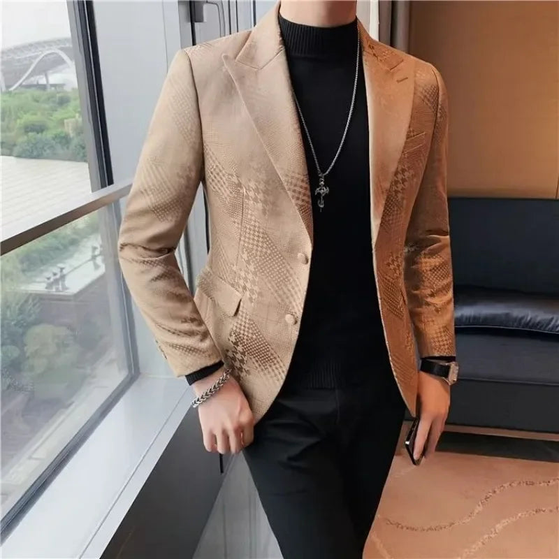 Man Suits and Blazers Single Breasted Blue Coats Jacket for Men Party Clothing Fashion Fashionable Classic Summer Original