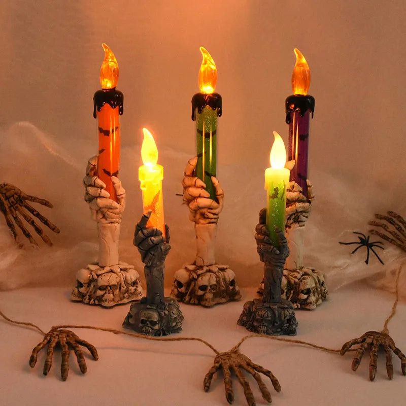 1pc Halloween Led Candles Skeleton Ghost Hands LED Light Happy Halloween Party Home Decoration Supplie Haunted House Horror Prop