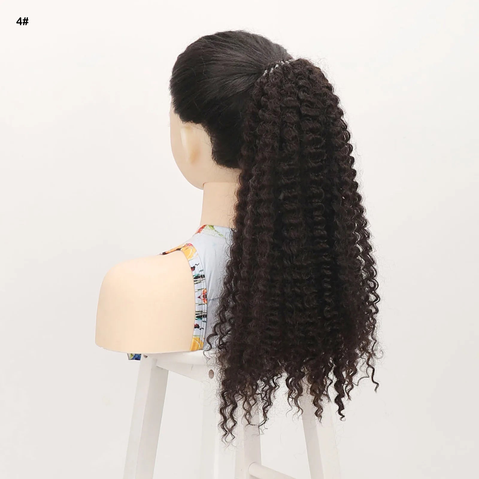 Jeedou Queues de cheval Cheveux bouclés lâches en anneau Design Afro Texture duveteuse Extension de queue de cheval synthétique pour femme Usage quotidien