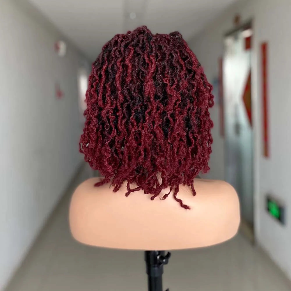 Pelucas trenzadas cortas para mujeres negras, peluca de rastas, peluca de rastas sintéticas, peluca de rastas de diosa, peluca de trenzas afro marrón negro, cabello sintético