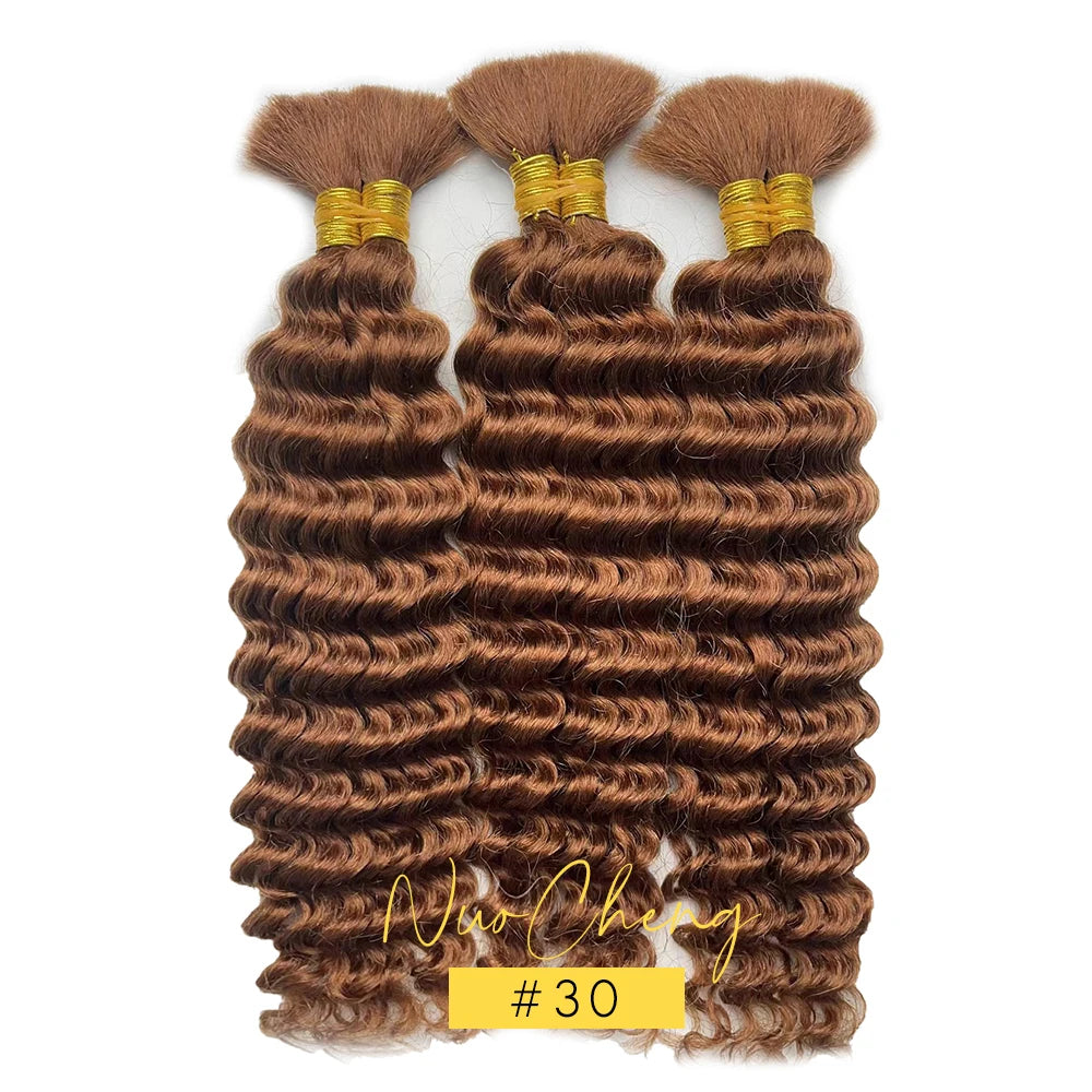 Deep Wave Bulk Human Hair for Braiding No Weft 100g (1 Pack-2 Bundles) Brazilian Virgin Human Hair Braiding Hair For BOHO Braids