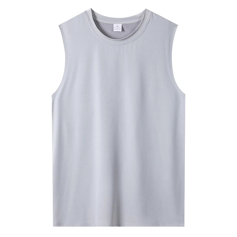 Men's Vest Black Breathable Quick-Drying Polyester Fiber Sports Sleeveless Vest Suitable for Gym Running and Training Casual