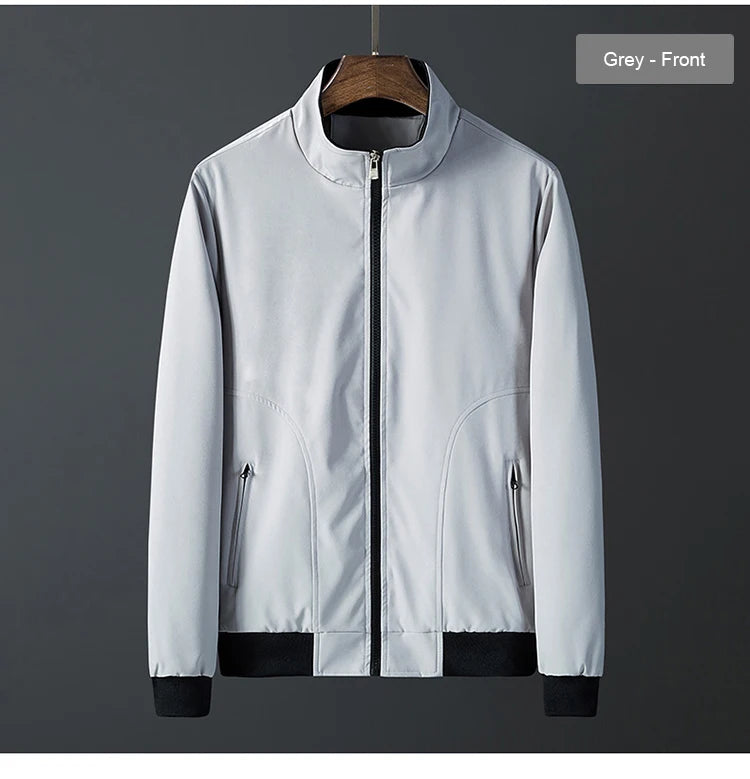 Men's Casual Jacket Spring Autumn New Comfortable Breathable Solid Color Stand Collar Outerwear Fashion Male Clothing