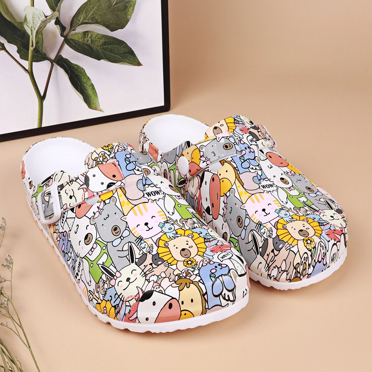 Women's Animal Print Soft Sole Clogs, Comfortable EVA Upper and Cushioned Sole, Lightweight and Breathable, Four Seasons Casual