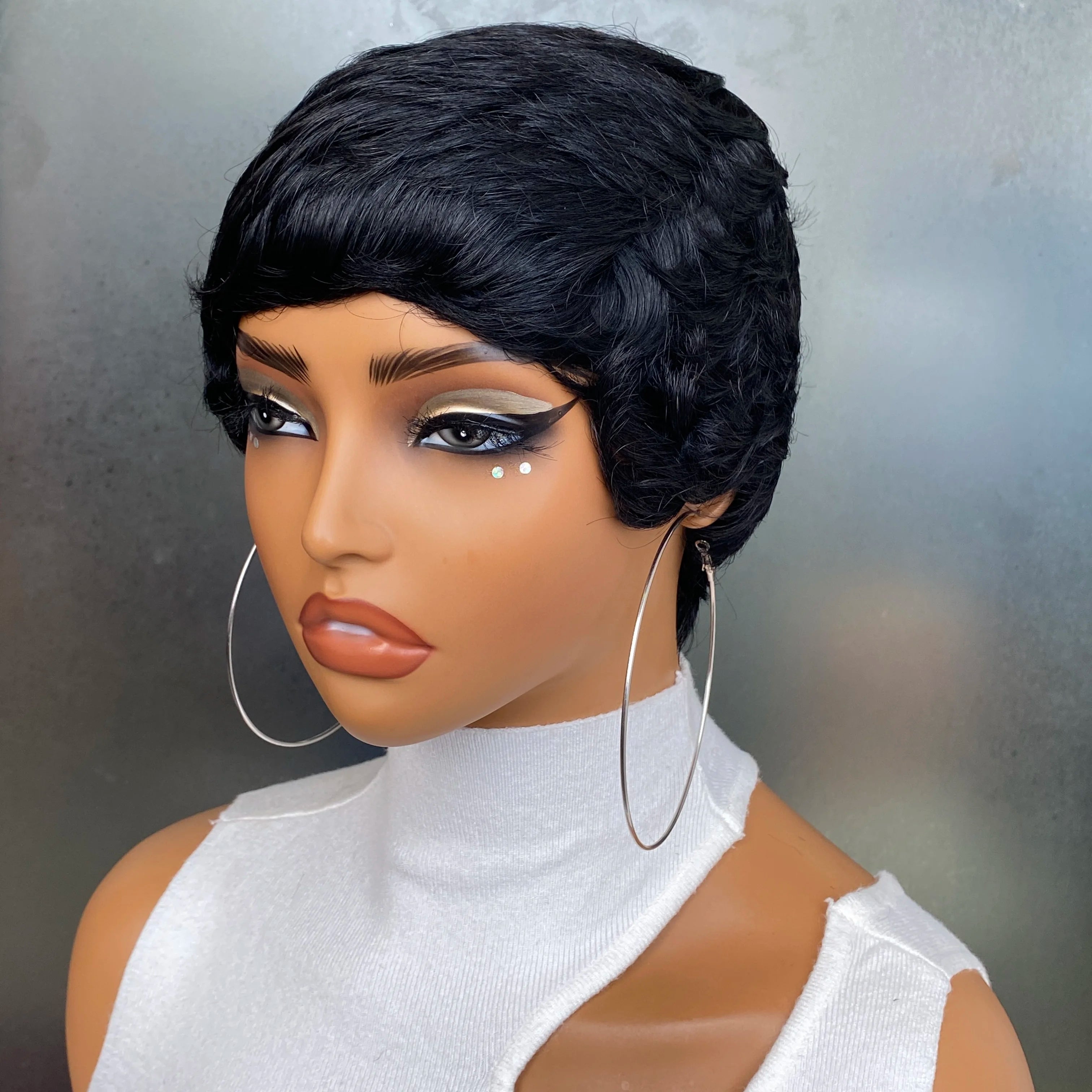 Pixie Wig Human Hair 99J 30# 4# Short Wigs Soft Brazilian Hair Machine Made Natural Looking for Party, Cosplay & Daily Fashion